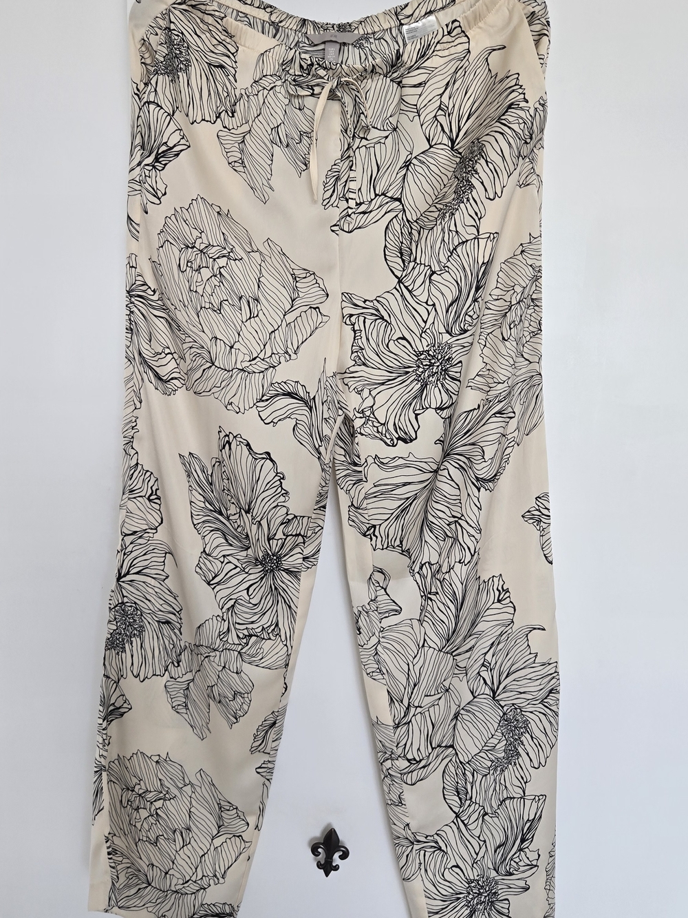 H&M Floral Print Wide-Leg Pants – Cream/Black – Size S – New Without Tags - Picture 4 of 9